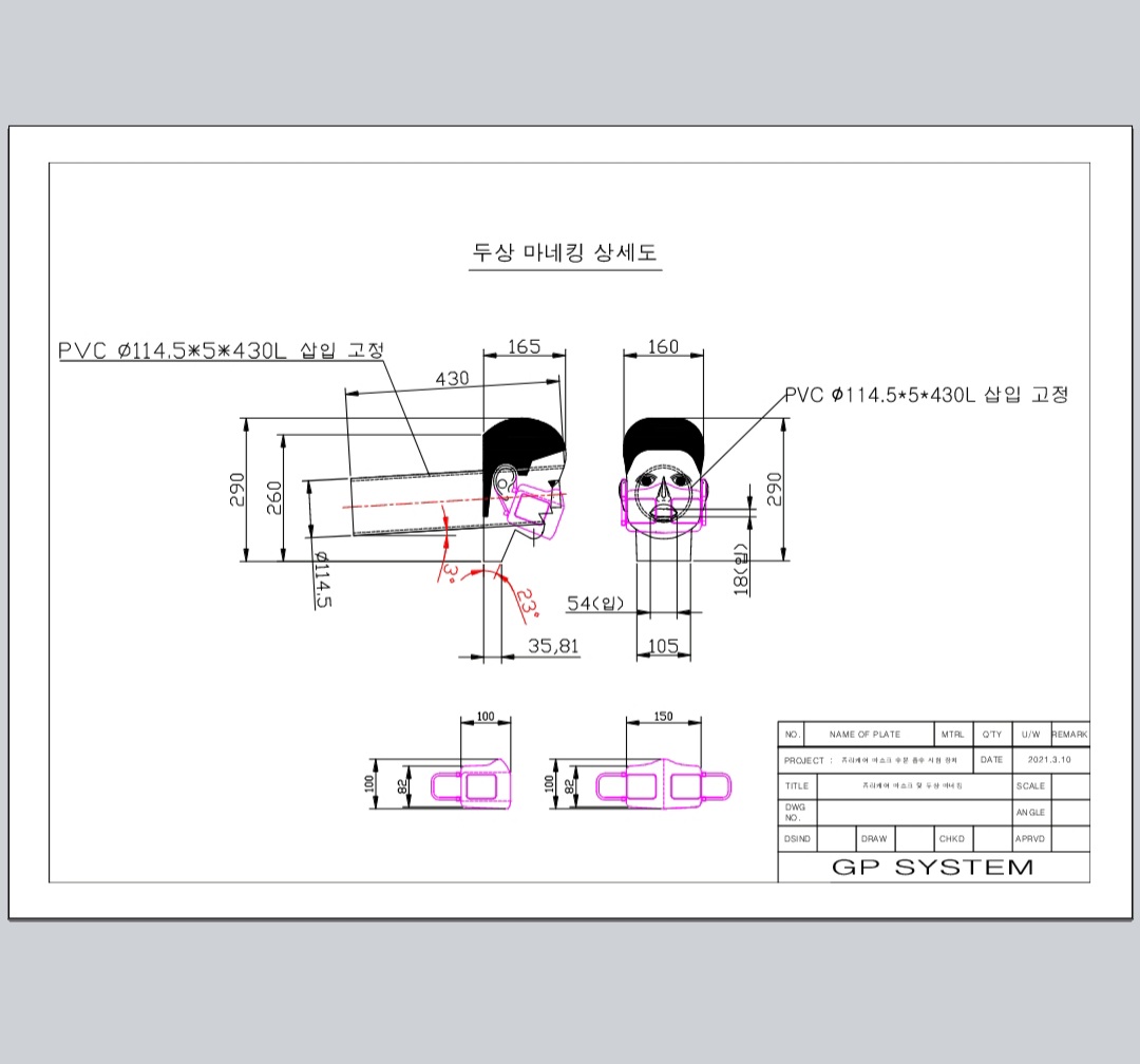 가습. 실험용 마스크 두상 마네킹 제작